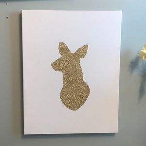 Home decor. Handmade deer glitter canvas art
